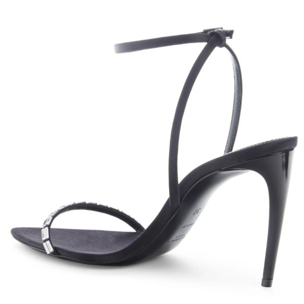 Saint Laurent Gloria Women's Crystal Heels Sandals Black Size 40.5 / US 10.5 - Picture 2 of 6